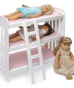 Badger Basket Toy Doll Triple Doll Bunk Bed with Ladder, Bedding, and Personalization Kit for 20 inch Dolls - Pink Gingham 30 81eMvaEy4xL