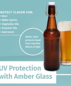 Otis Classic Swing Lid Glass Bottles with Lids Flip Stoppers for Second Fermentation Kombucha Water Kefir Brewing Beer Set of 6 16 oz Amber Amber - Plastic Lids 25 81eN10NdfL