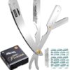 Utopia Care Professional Barber Straight Edge Razor Safety with 100-Pack Derby Blades - 100 Percent Stainless Steel (Silver) Silver 7 81eNpWYMdlL