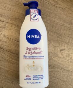 Nivea Sensitive and Radiant Body Lotion for Sensitive Skin, Unscented Body Lotion With Hypoallergenic Formula, 16.9 Fl Oz Pump Bottle 37 81eS9roKLL