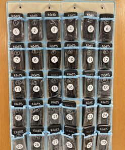 KEEPJOY Classroom Pocket Charts for Cell Phone Calculator Holders, Pocket Organizer for Cell Phone Jail with 30 Clear Pockets Chart Size 33.5 x 24.5 Inch Classroom Pocket Storage (Beige) Beige 22 81eU3qAYmCL