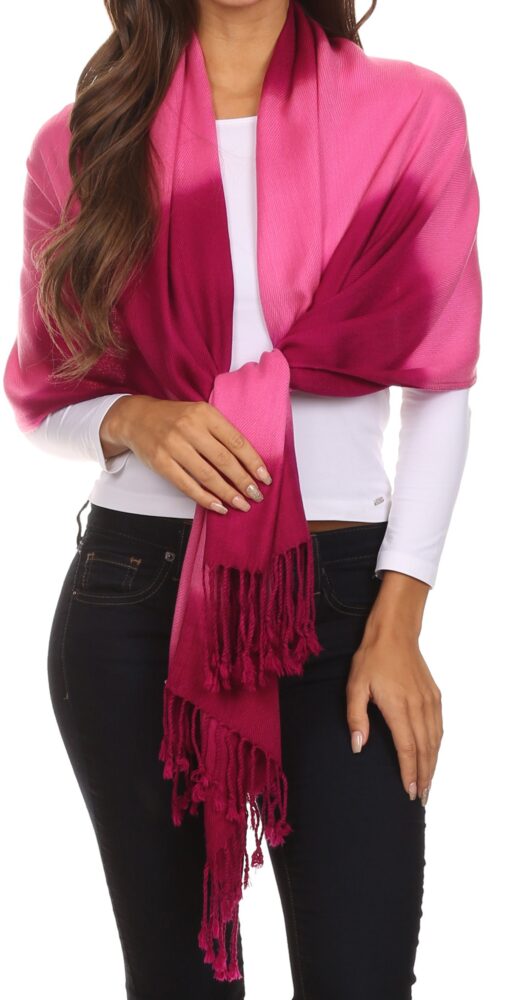 Sakkas Vicki Trendy Ombre Stripe Tie Dye Pashmina/Shawl/Wrap/Stole One Size Regular Berry