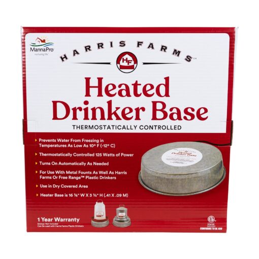 Manna Pro Chicken Supplies | Chicken Waterer Heated Base | Harris Farms Poultry Drinker | Chicken Coop Accessories Drinker Base