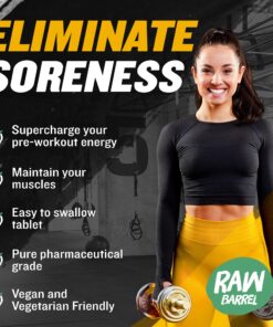 Raw Barrel BCAA Tablets - 120 Extra Strong 1000mg Pills - 2:1:1 Ratio Branched Chain Amino Acid Supplement - Non-GMO Natural Ingredients 23 81eWfAcqUdL