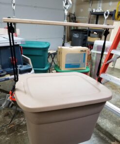 Partsam 440Lbs Lift Electric Hoist Crane Remote Control Power System, 110V Electric Hoist Zinc-Plated Steel Wire Overhead Crane Garage Ceiling Pulley Winch w/Straps (w/Emergency Stop Switch) 59 81eXFsLxYDL