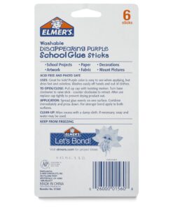 Elmer's Disappearing Purple School Glue, Washable, 6 Pack, 0.21-ounce sticks 6 Count 26 81eY86ouONL