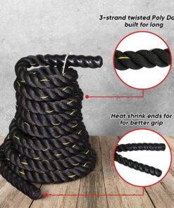 ZENY Exercise Battle Rope 1.5/2 Inch Diameter 30ft/40ft/50ft Length Poly Dacron Workout Exercise Training Rope Core Strength Muscles Building Conditioning Rope Home Gym Equipment 1.5''x30ft 21 81eZNARUkTL
