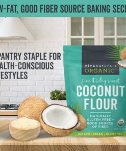 Viva Naturals Organic Coconut Flour (4 lbs) - Gluten Free Flour Substitute for Keto, Paleo and Vegan Baking, Low Fat and Fiber-Rich Coconut Baking Flour, Non-GMO, Unbleached and Unrefined, 1.81 kg 35 81eZiHdL63L