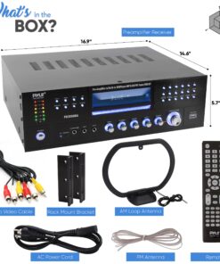 Pyle 4 Channel Wireless Bluetooth Amplifier - 3000 Watt Stereo Speaker Home Audio Receiver w/FM Radio, USB, 2 Microphone w/Echo for Karaoke, Front Loading CD DVD Player, LED, Rack Mount - PD3000BA.5 14 81eaLloxjuL