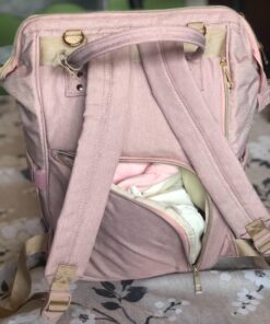 AMILLIARDI Diaper Bag Backpack - 6 INSULATED Bottle Holders - Detachable Stroller Straps (Light Pink) Light Pink 54 81ec BTEsaL