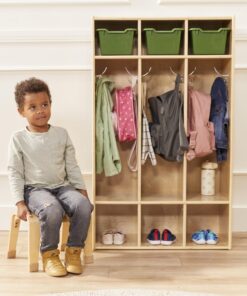 Alternative view of ECR4Kids Streamline 3-Section Coat Locker, Classroom Furniture, Natural