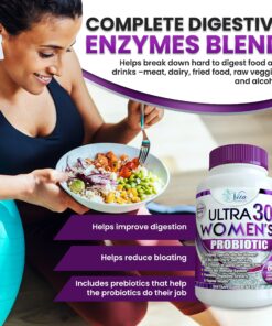 Probiotics For Women With Digestive Enzymes Prebiotics Cranberry & Goldenrod For Vaginal & Gut Health 30 Billion CFU Womens Probiotic Bloating Relief Multi Enzyme Pro PH Balance Vegan Gluten Free 60ct 1 Count (Pack of 1) 12 81ediKTt0yL