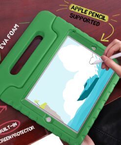 HDE Case for iPad 9.7-inch 2018/2017 Kids Shockproof Bumper Hard Cover Handle Stand with Built in Screen Protector for New Apple Education iPad 9.7 Inch (6th Gen) / 5th Generation iPad 9.7 - Green 22 81ee WqsusL