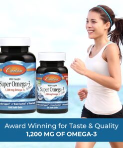 Carlson - Super Omega-3 Gems, 1200 mg Omega-3 Fatty Acids with EPA and DHA, Wild-Caught Norwegian Supplement, Sustainably Sourced Fish Oil Capsules, Omega 3 Supplements, 100+30 Softgels 130 Count (Pack of 1) 13 81ee1jVUEOL