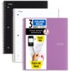 Five Star Spiral Notebook + Study App, 3 Pack, 3 Subject, College Ruled Paper, Fights Ink Bleed, Water Resistant Cover, 8-1/2" x 11", 150 Sheets, Black, White, Purple (820192) 13 81eeBRTfnL