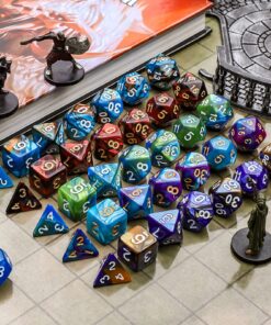 CiaraQ Polyhedral Dice Set (35 Pieces) with Black Pouches, 5 Complete Double-Colors Dice Sets of D4 D6 D8 D10 D% D12 D20 Compatible with Dungeons and Dragons DND RPG MTG Table Games 35pcs 30 81eeOrhbUoL