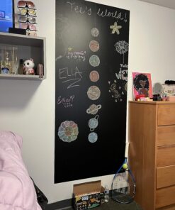 Chalkboard Wall Sticker 2 Rolls 18" x 79" Wallpaper Peel and Stick Chalk Board Contact Paper DIY Decal Adhesive Blackboard Removable Erasable Vinyl for Wall,Bonus 10 Chalks (2 Rolls 1.5ft.x6.6ft.) 2 Rolls 1.5ft.x6.6ft. 29 81ef89zZ0UL