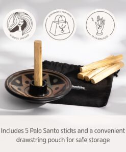 Luna Sundara Authentic Peru Pottery Palo Santo Stick Holder and Incense Holder Includes 5 Palo Santo Sticks Handmade Ceramic Smudge Bowl Sage Holder Palo Santo Holder (Apricot) Apricot 15 81efIXrOpbL