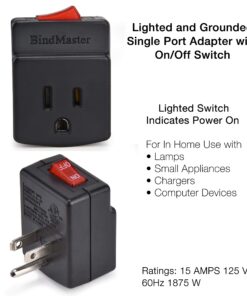 BindmMaster 3 Prong Grounded Single Port Power Adapter with Red Light Indicator On/Off Switch to be Energy Saving, Black (3 Pack)… 3 Pack Black Grounded 7 81egC1gWYhL