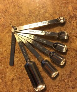 2lbDepot Measuring Spoons Set of 7 Includes Bonus Leveler, Premium, Rust Proof, Heavy Duty, Chrome Plated, Stainless Steel Metal, Narrow, Long Handle Design fits into Spice Jars Stainless Steel Set of 7 (Includes Leveler) 33 81eiTCqisLL