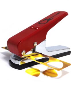 Pick-a-Palooza DIY Guitar Pick Punch Gift Pack - the Premium Guitar Pick Maker - Includes Leather Key Chain Pick Holder, 4 Pick Strips and a Pick File - Red Red/Silver 15 81elkmMv3YL