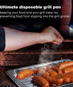 DCS Deals Pack of 25 Disposable Aluminum Broiler Pans – Good for BBQ, Grill Trays – Multi-Pack of Durable Aluminum Sheet Pans – Ribbed Bottom Surface - 13.40" x 9" x 0.85" 10 81em9HeOBeL