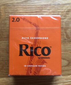 Rico Woodwinds Saxophone Reeds - Reeds for Alto Saxophone - Thinner Vamp Cut for Ease of Play, Traditional Blank for Clear Sound, Unfiled for Powerful Tone - Alto Sax Reeds 2 Strength, 10-Pack Strength 2.0 19 81emOn3oPdL