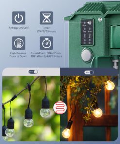 Alternative view of DEWENWILS Outdoor Power Stake Timer Waterproof, 100FT Wireless Remote Control, 6 Grounded Outlets, 6FT Extension Cord, Photocell Dusk to Dawn for Christmas Decoration, Lights, Garden, UL Listed With Remote-Photocell