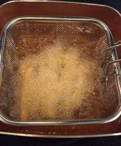 Gotham Steel Nonstick Square Deep Frying Pan, 9.5” Large Cooking Pan with Ceramic Nonstick Coating, 4 Pc Titanium Ceramic with Lid, Basket & Steamer Tray, Dishwasher Safe 53 81ep72Srf3L