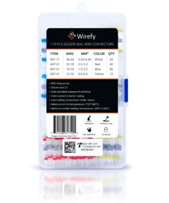 Wirefy 110 PCS Solder Seal Wire Connectors Kit - Heat Shrink Solder Butt Connectors - Waterproof Solder Sleeves - Self Soldering Wire Connectors - Set 26-10 AWG 110 PCS Kit 21 81ep8FXZOSL