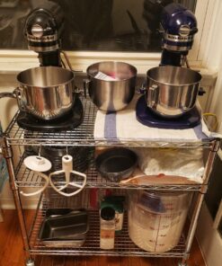 Seville Classics UltraDurable NSF Commercial Heavy Duty Metal Rolling Utility Cart, w/ Steel Shelves, Handle Bar for Restaurant, Garage, Warehouse, Kitchen, Office, Top Shelf (36"W x 18"D) Chrome Top Shelf (36"W x 18"D) 41 81epNvADDLL