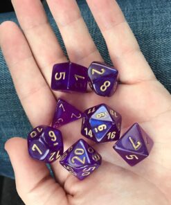 Chessex Dice Polyhedral 7-Die Borealis Set - Royal Purple with Gold Numbers CHX-27467 37 81epZHn5PjL