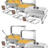 TigerChef Chafing Dish Buffet Set - Chaffing Dishes Stainless Steel - 6 Sets of Chafers and Buffet Warmer Sets: 12 Chafing Gels, 6 Slotted Spoons and Foldable Frame - Food Warmers for Parties Buffets 60 81eq31ueL4L