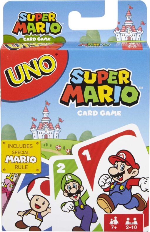 Mattel Games UNO Super Mario Card Game Animated Character Themed Collector Deck 112 Cards with Character Images, Gift for Kids Ages 7 Years Old & Up Small