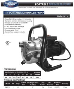 Superior Pump 96110 Stainless Steel 1 HP Portable Sprinkler Pump, Black 6 81evlX7KMeL