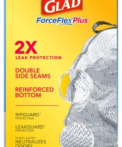 Glad ForceFlexPlus Tall Kitchen Drawstring Trash Bags - 13 Gallon Grey Trash Bag, Fresh Clean with Febreze Freshness 68 Count 37 81exEf6 z0L