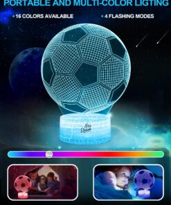 Nice Dream Soccer Night Light for Kids, 3D Illusion Night Lamp, 16 Colors Changing with Remote Control, Room Decor, Gifts for Children Boys Girls 01-Soccer 16 81f mA13r3L