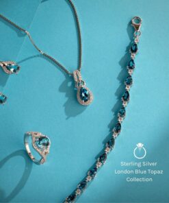 Peora London Blue Topaz Stud Earrings 925 Sterling Silver, Solitaire Scroll Gallery, Natural Gemstone Birthstone, 2 Carats Total, Round Shape 6mm, Friction Backs 21 81f1eV0m3eL 1