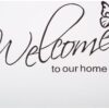 LovingIn XQ1 Butterfly Pattern Welcome to Our Home Quotes Saying Vinyl Wall Sticker, 71X21cm