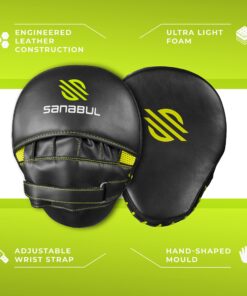 Alternative view of Sanabul Essential Curved Punching Mitts for Boxing and MMA | Ultimate Boxing Mitts & Pads Training Gear for Athletes | High-Performance Focus Mitts Muay Thai Pads for Sparring & Training Boxing Pads Black/Green