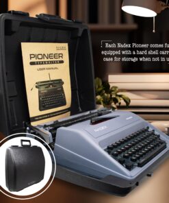Nadex Pioneer Manual Typewriter, Durable Travel Case Included, Gray 17 81f2ah1krxL