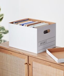 Amazon Basics Medium Duty Storage/Filing Boxes With Lid and Handles, Legal/Letter Size, 12-Pack, White, 16.2" L x 12.5" W x 10.5" H 26 81f2hGECxiL