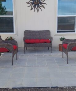 Pillow Perfect Outdoor/Indoor Pompeii Tufted Seat Cushions (Round Back), 19" x 19", Red, 2 Pack Round Corner - 19" x 19" Pillow 43 81f3WAtDAeL