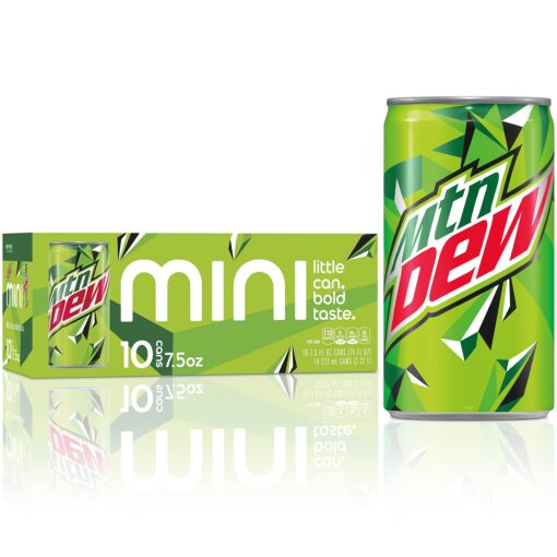 Mountain Dew Soda, Mini Cans, 7.5 Fl Oz (Pack of 10) Mountain Dew Mini Can 7.5 Fl Oz (Pack of 10)