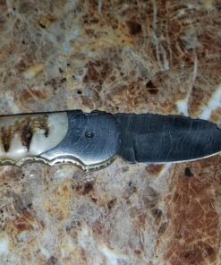 Custom made damascus blade & bolsters ram horn handle,with genuine leather sheath 5060-RD 39 81f5I3KElEL