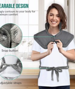 Snailax Heating Pad for Back Pain Relief, Electric Large Heating Pad for Neck and Shoulders,Cramps, Neck Warmer Weighted Wearable Back Heated Wrap, 6 Heat Settings & Auto Shut Off, Washable,Gifts 24" x 33"Gray 51 81f5RTb1NgL
