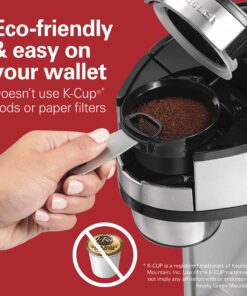Hamilton Beach The Scoop Single Serve Coffee Maker & Fast Grounds Brewer, Brews in Minutes, 8-14oz. Cups, Stainless Steel 29 81f5csGOg L 1