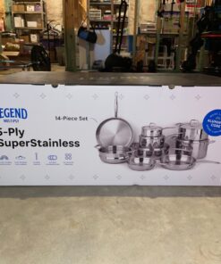 Legend 5 Ply 14 pc All Stainless Steel Heavy Pots & Pans Set | Professional Quality Cookware 5ply Clad Home Cooking & Commercial Kitchen Surface Induction Oven Safe | Non-Teflon PFOA, PTFE & PFOS Free Stainless Steel 5-Ply 59 81f6mDIS5HL