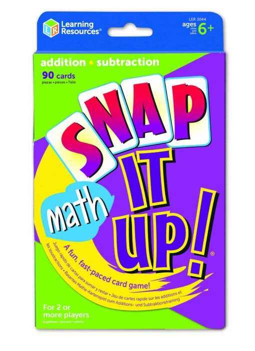 Learning Resources Snap It Up! Math: Addition and Subtraction Card Game,90 Cards, 2-6 players, Grades 1+, Ages 6+