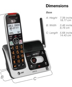 AT&T BL102-2 DECT 6.0 2-Handset Cordless Phone for Home with Answering Machine, Call Blocking, Caller ID Announcer, Audio Assist, Intercom, and Unsurpassed Range, Silver/Black 2 Handset 31 81f9 daijyL